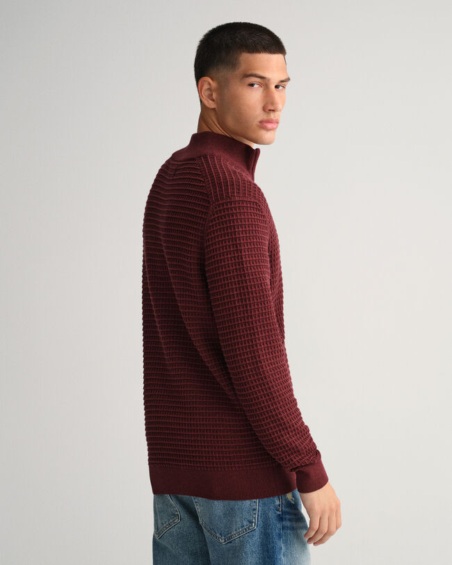 Texture sweater van katoen met rits