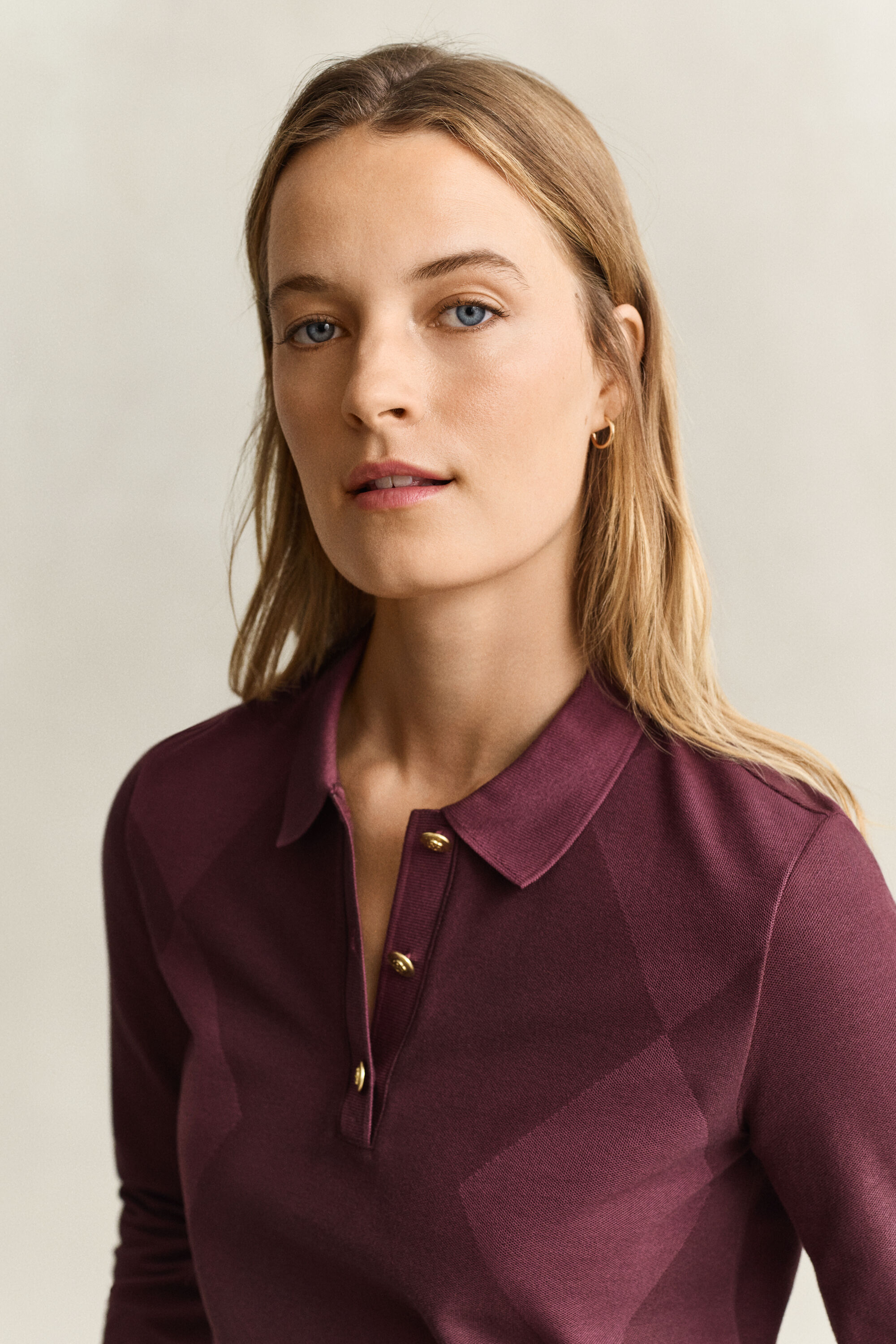 Argyle poloshirt met lange mouwen