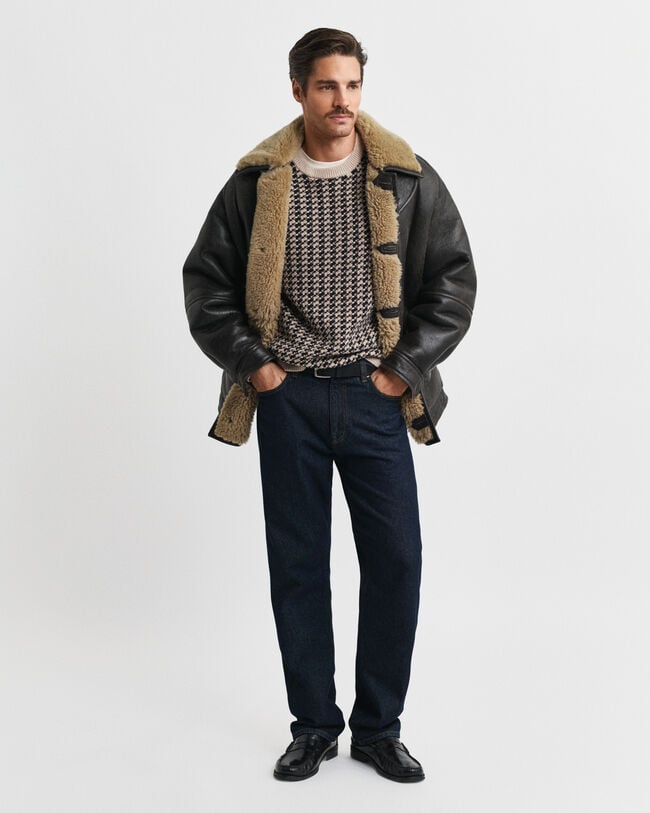 Trui met ronde hals en tweekleurige textuur