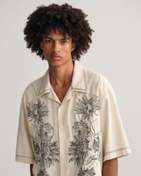 Oversized overhemd met borduurwerk en korte mouwen