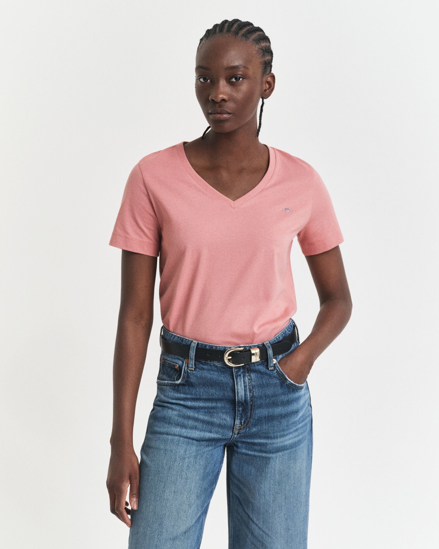 Shield T-shirt met V-hals