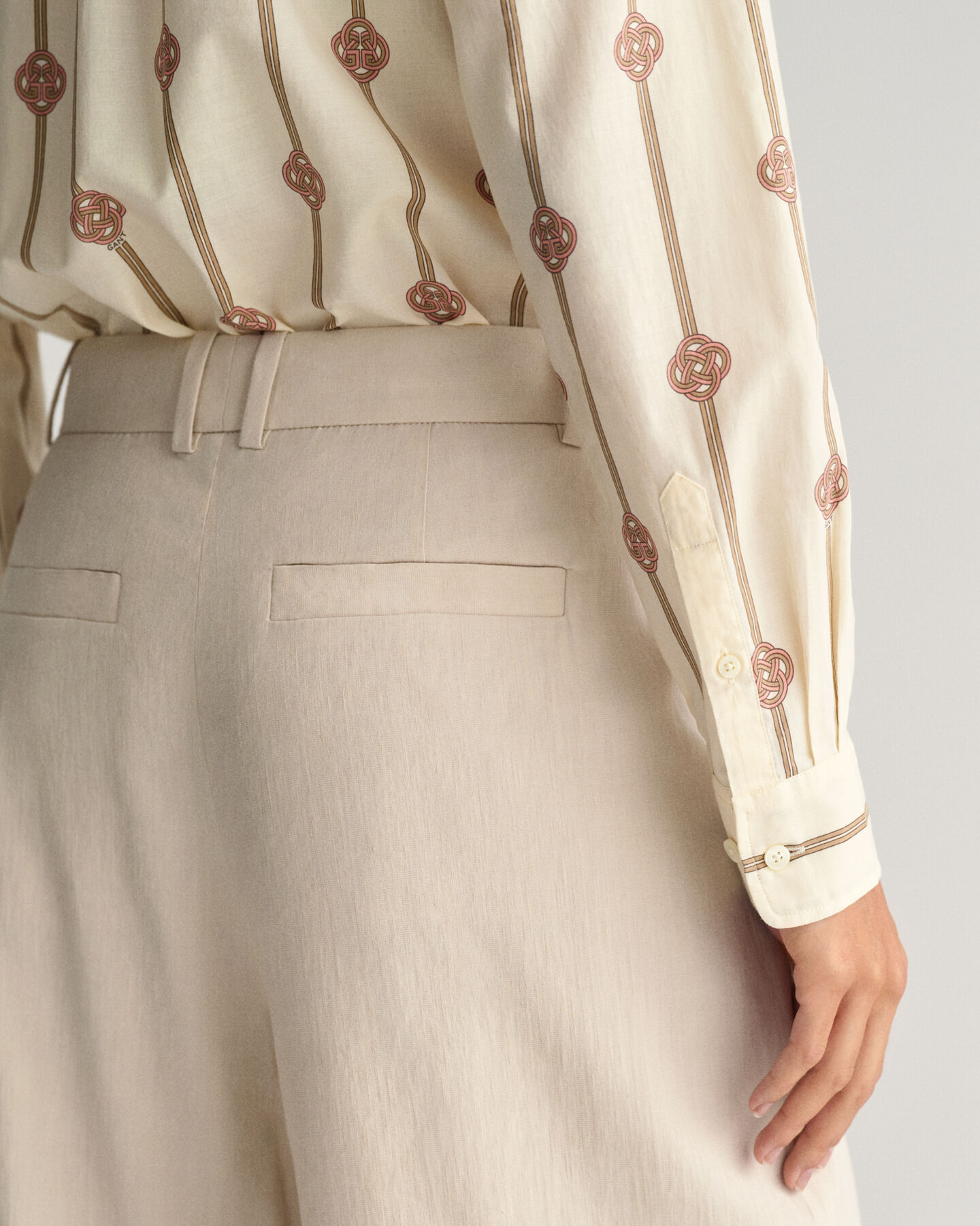 Regular Fit Monogram gestreepte blouse van katoen en voile