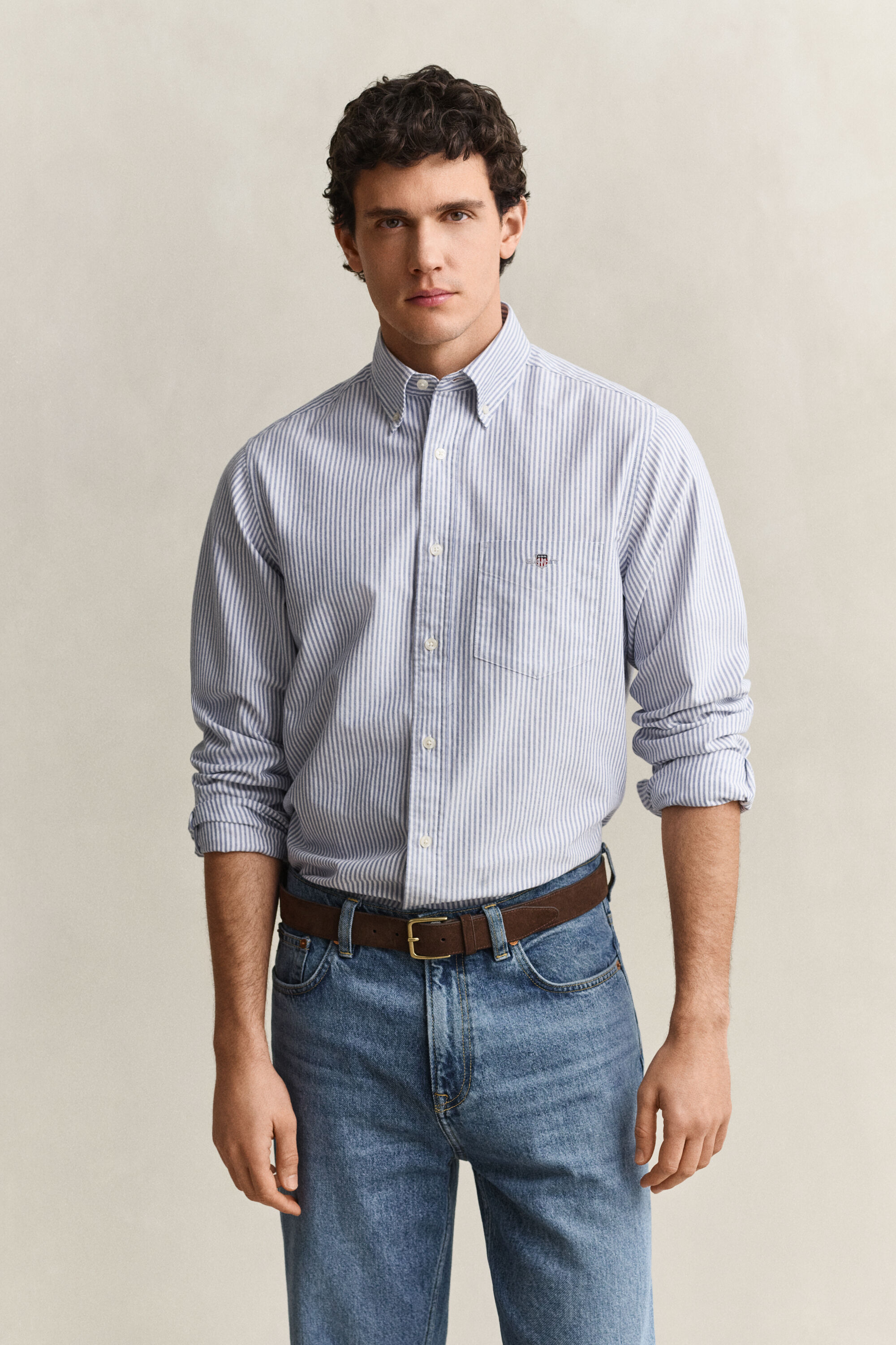 Classic Regular gestreept Oxford-overhemd