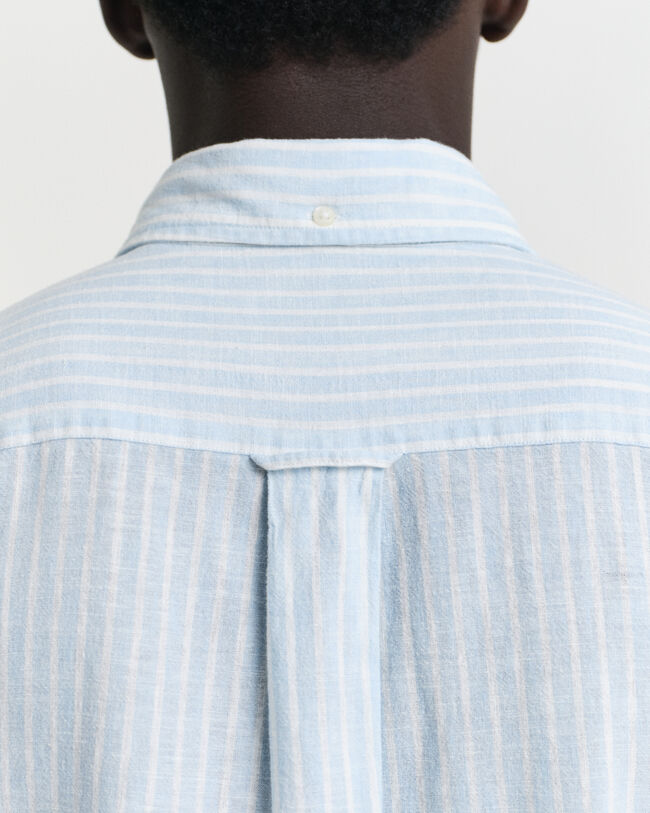 Regular Fit gestreept overhemd van katoen en linnen