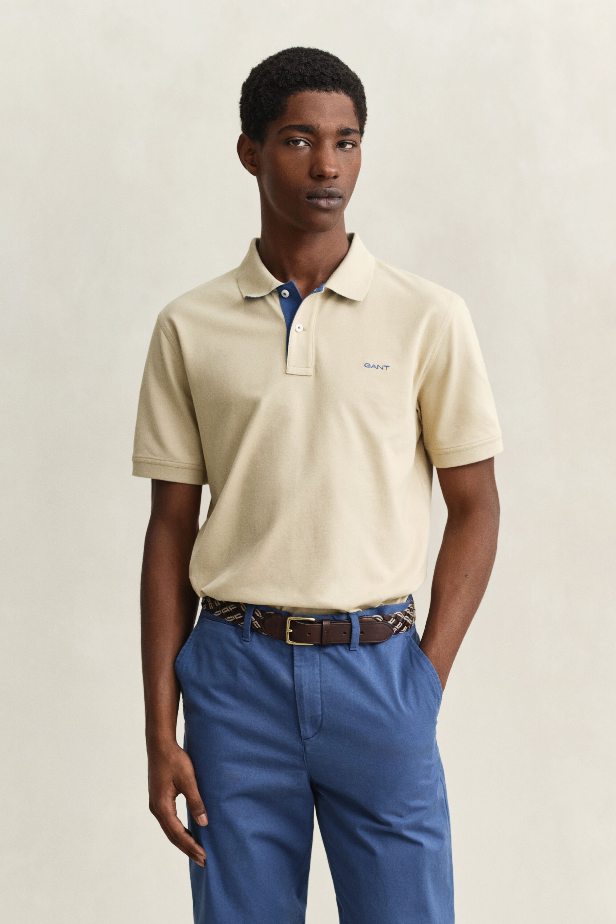 Piqué poloshirt met contrasterend detail