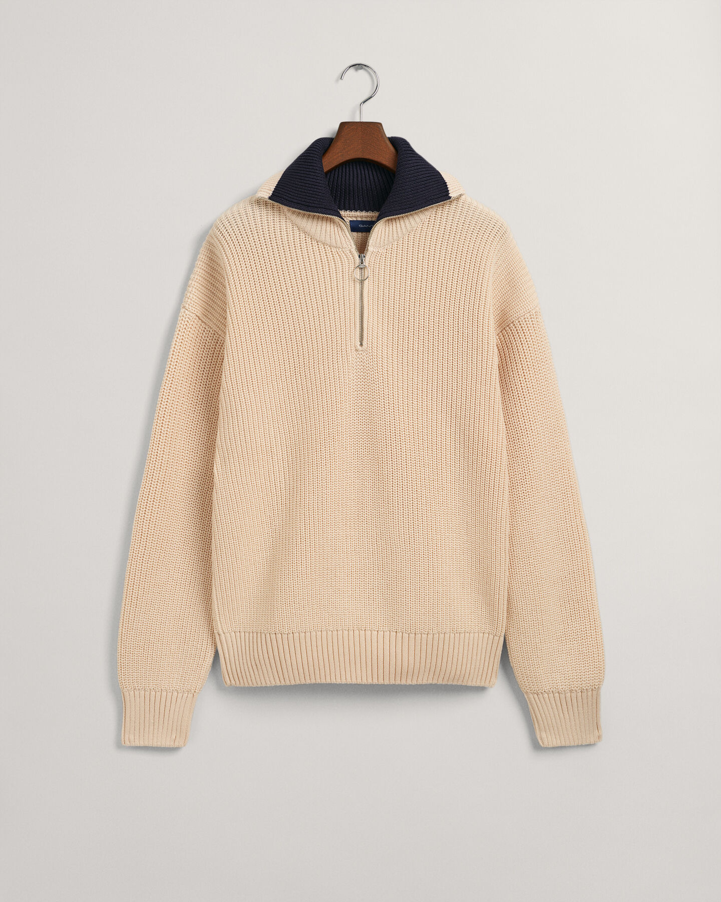 Geribde sweater met korte rits