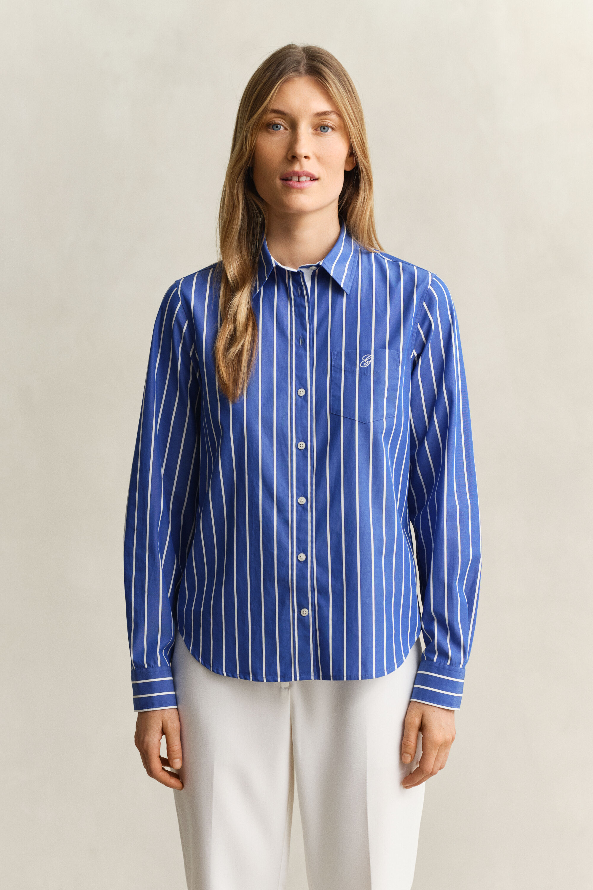 Regular Fit Classic overoverhemd met strepen van poplin