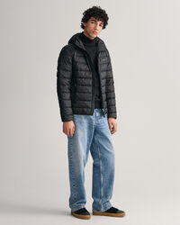 Licht donsjack met capuchon