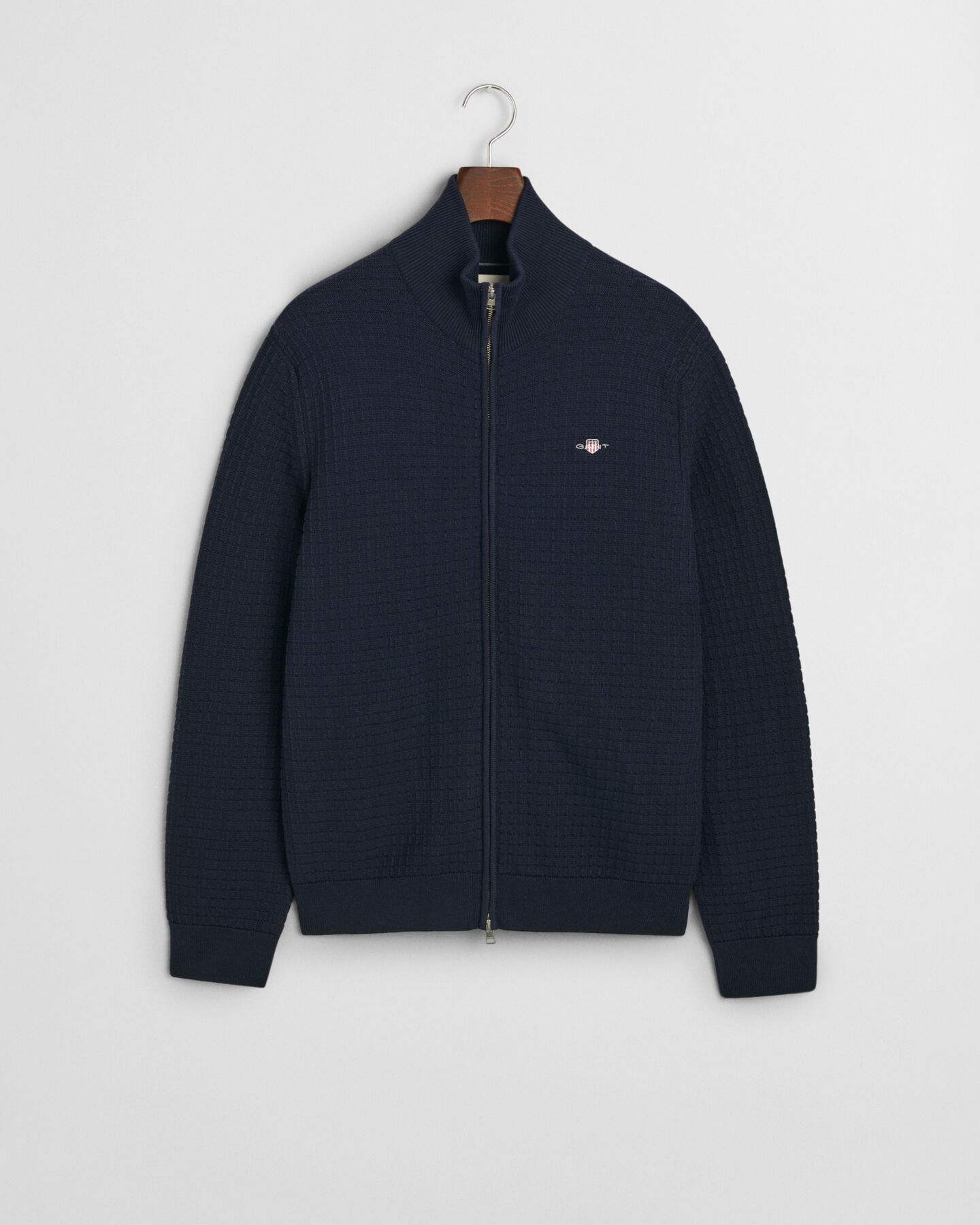 Katoenen vest met ritssluiting en textuur