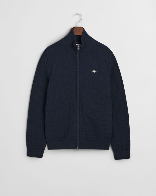 Katoenen vest met ritssluiting en textuur