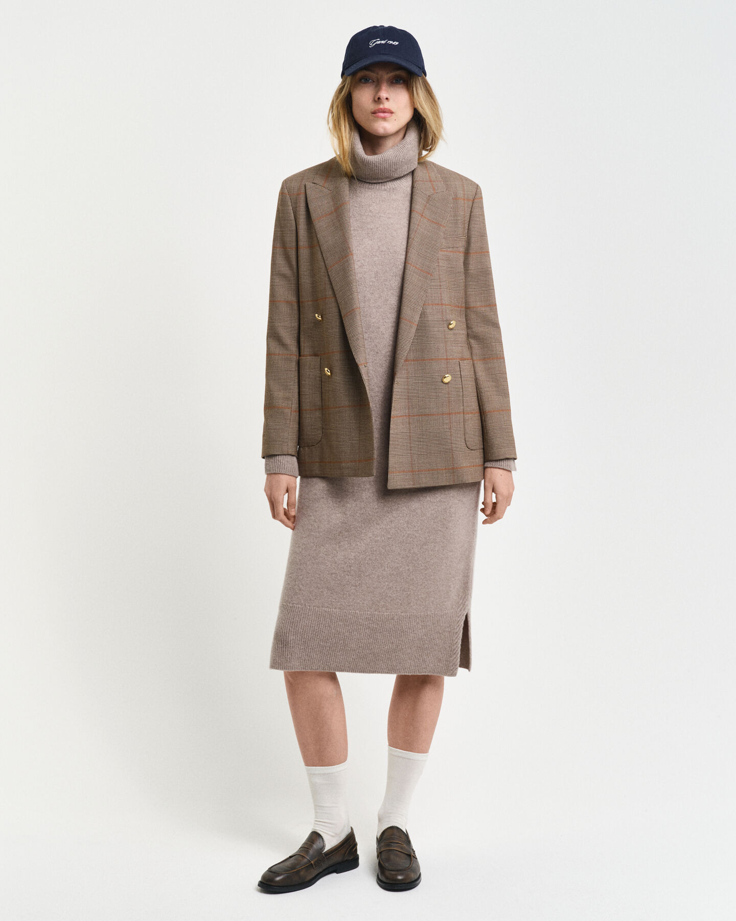 Jurk met col en visgraatmotief