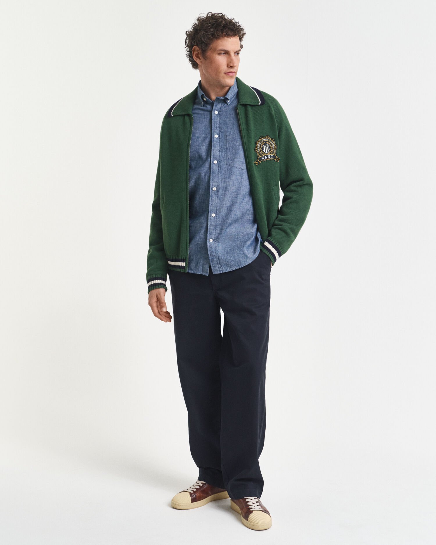 Regular Fit indigo chambray overhemd