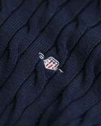 Teens Shield katoenen gebreide kabeltrui met ronde hals