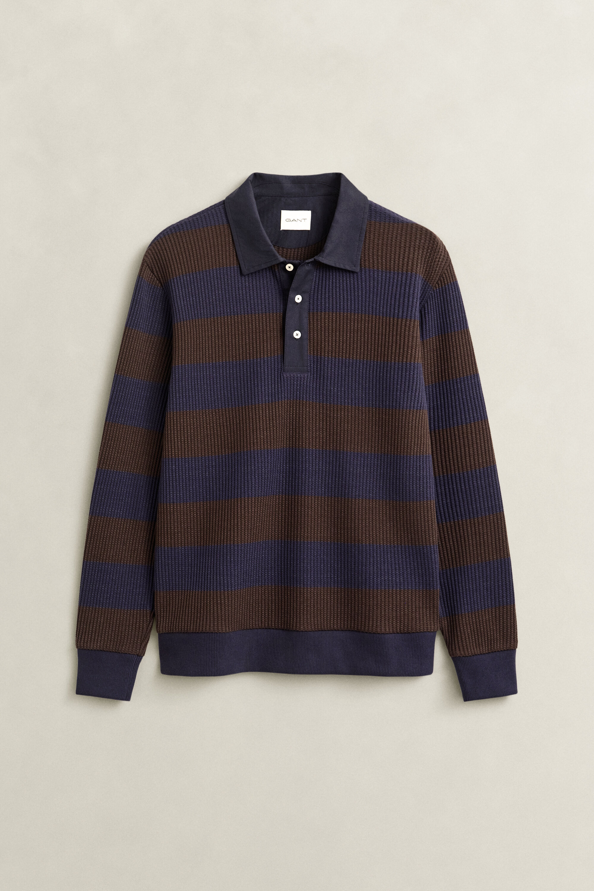 Gestreept poloshirt met wafeldessin