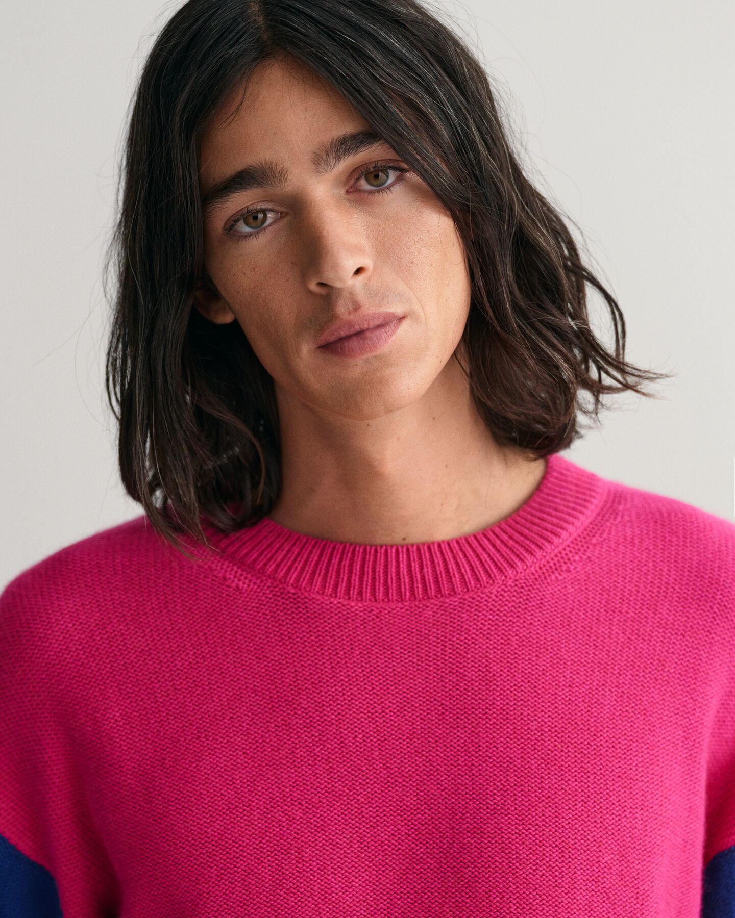 Degradé trui met ronde hals en strepen