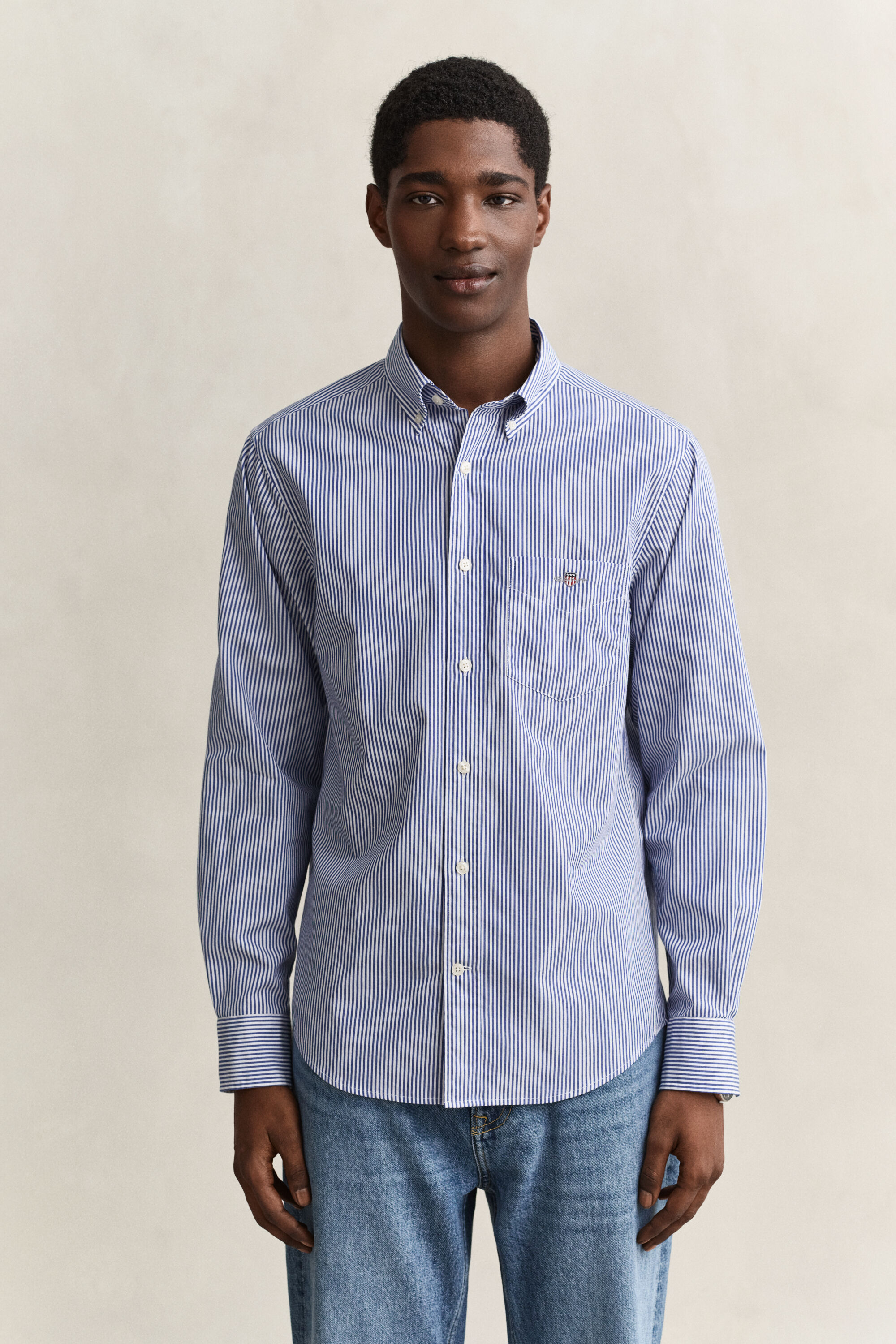Classic Regular gestreept poplin overhemd
