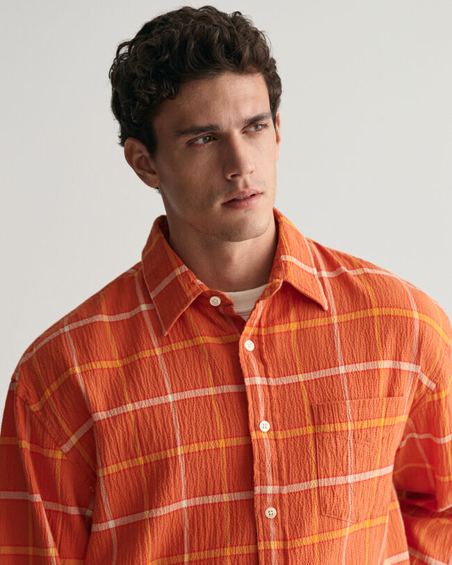 Oversized overhemd met textuur en ruit