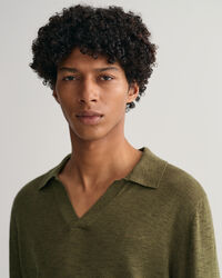 Polosweater van linnen en katoen