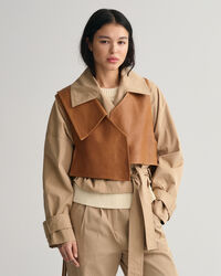 Leren bodywarmer met losse vorm