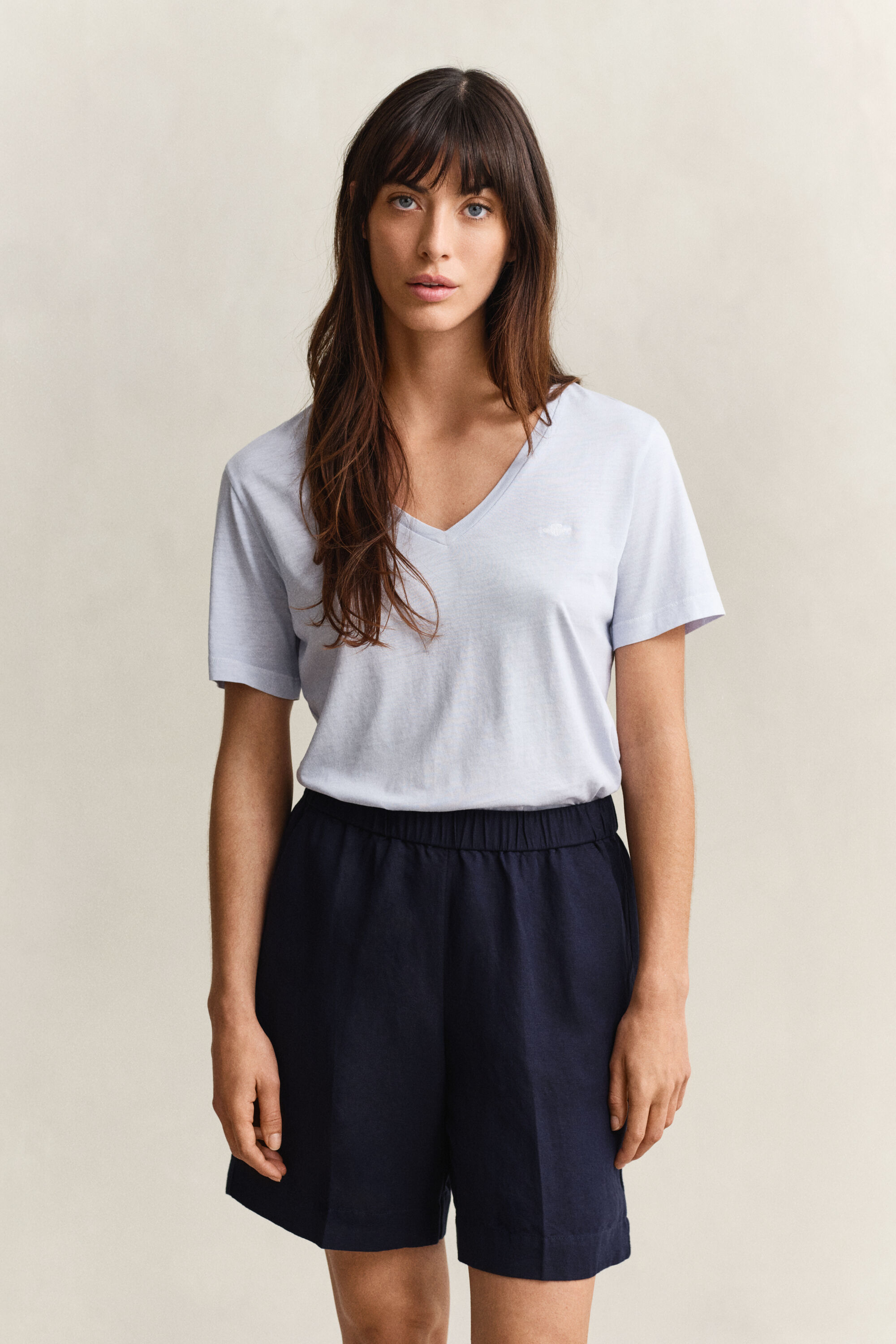 Verwassen Shield T-shirt met V-hals