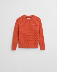 Kids Shield katoenen gebreide kabeltrui met ronde hals