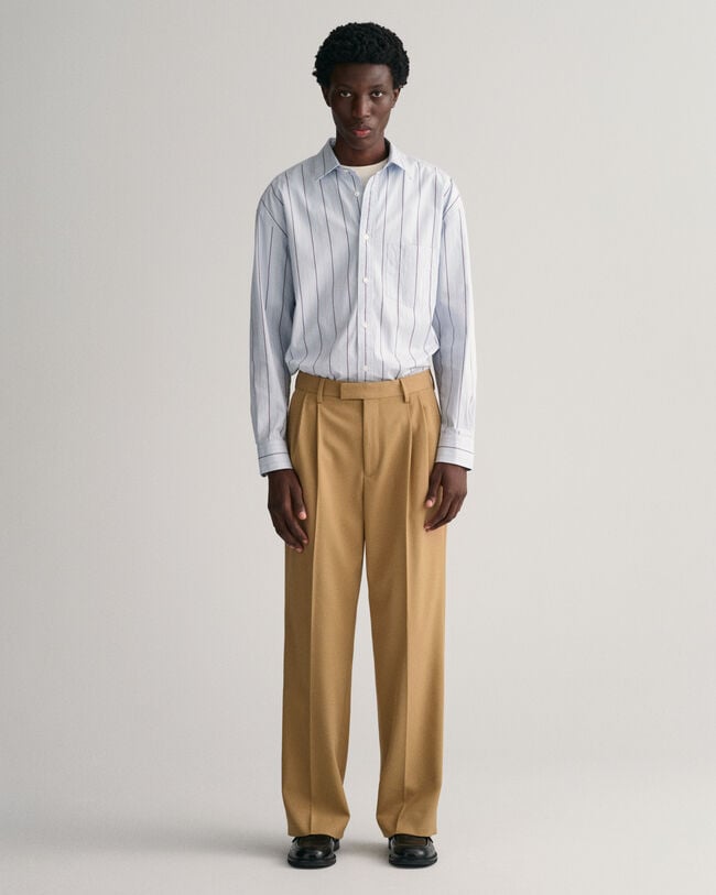 Bandplooibroek met wijde pijpen