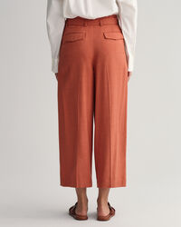 Cropped broek met wijde pijpen en ceintuur
