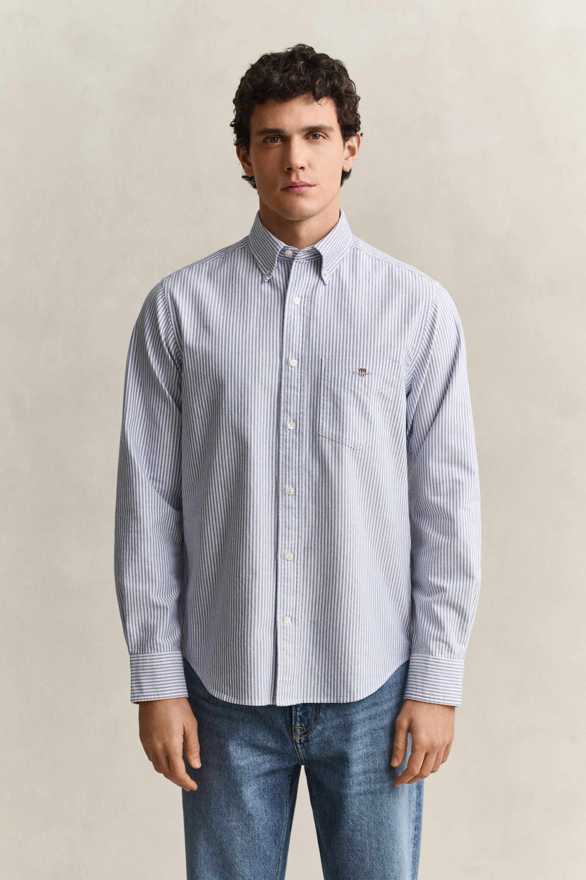 Classic Regular gestreept Oxford-overhemd