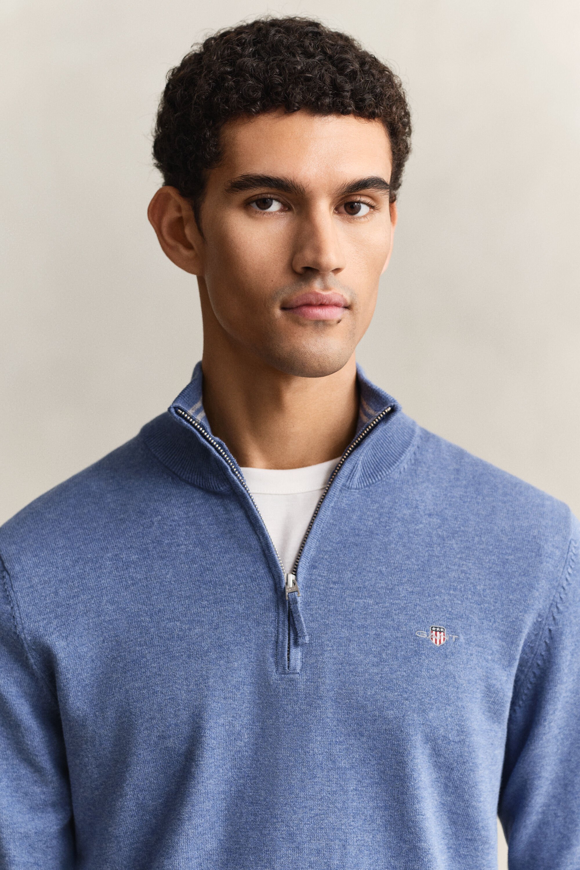 Klassieke sweater van katoen met korte rits