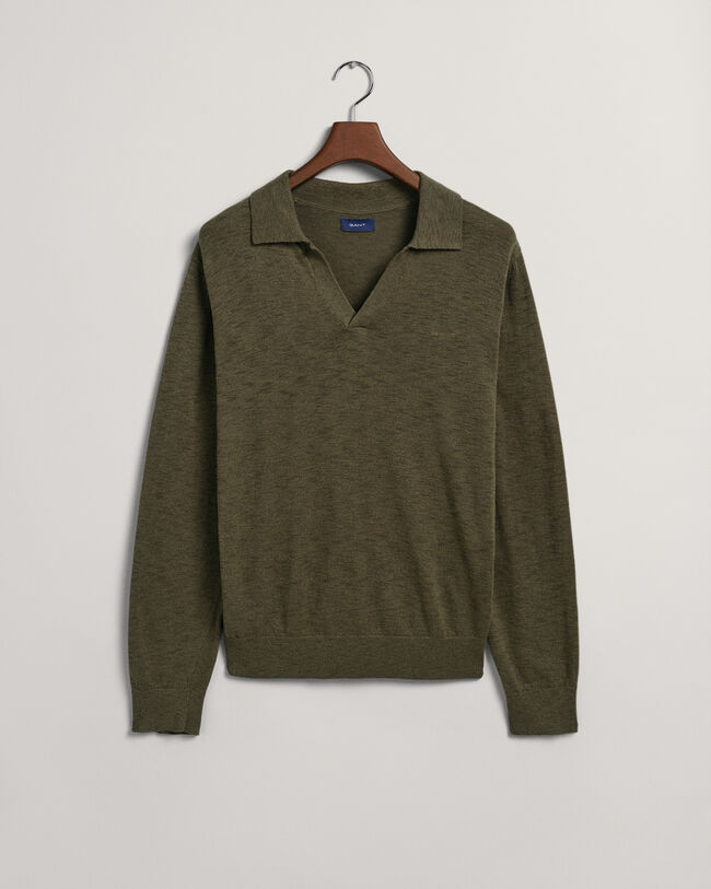 Polosweater van linnen en katoen