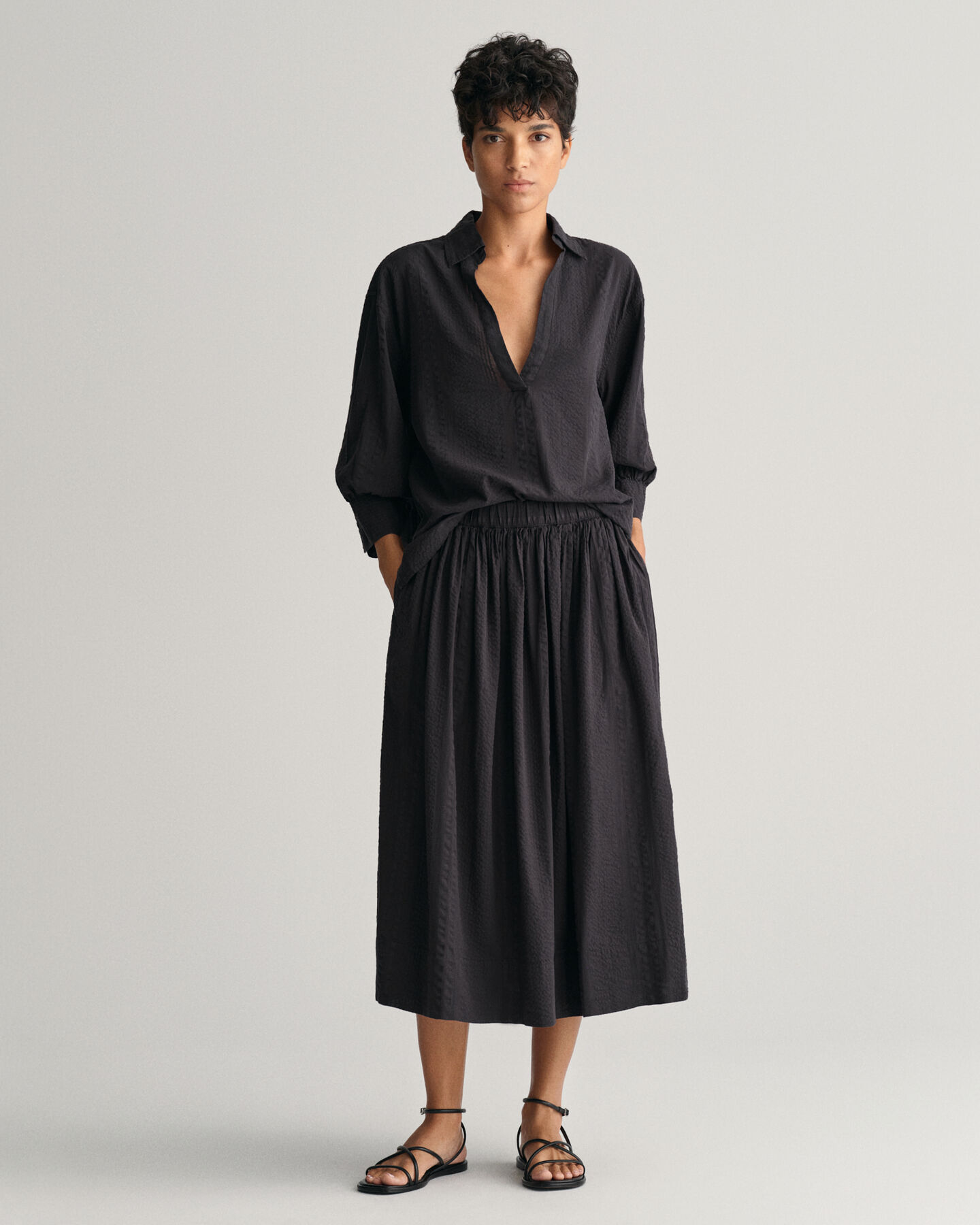 Seersucker Pull-On rok met strepen