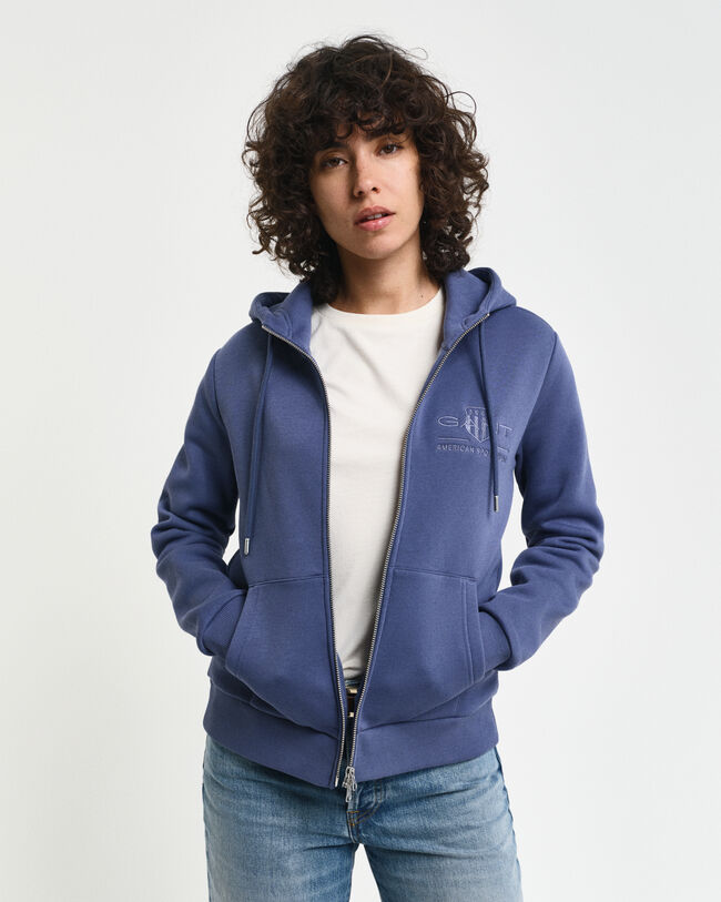 Tonal Shield hoodie met ritssluiting