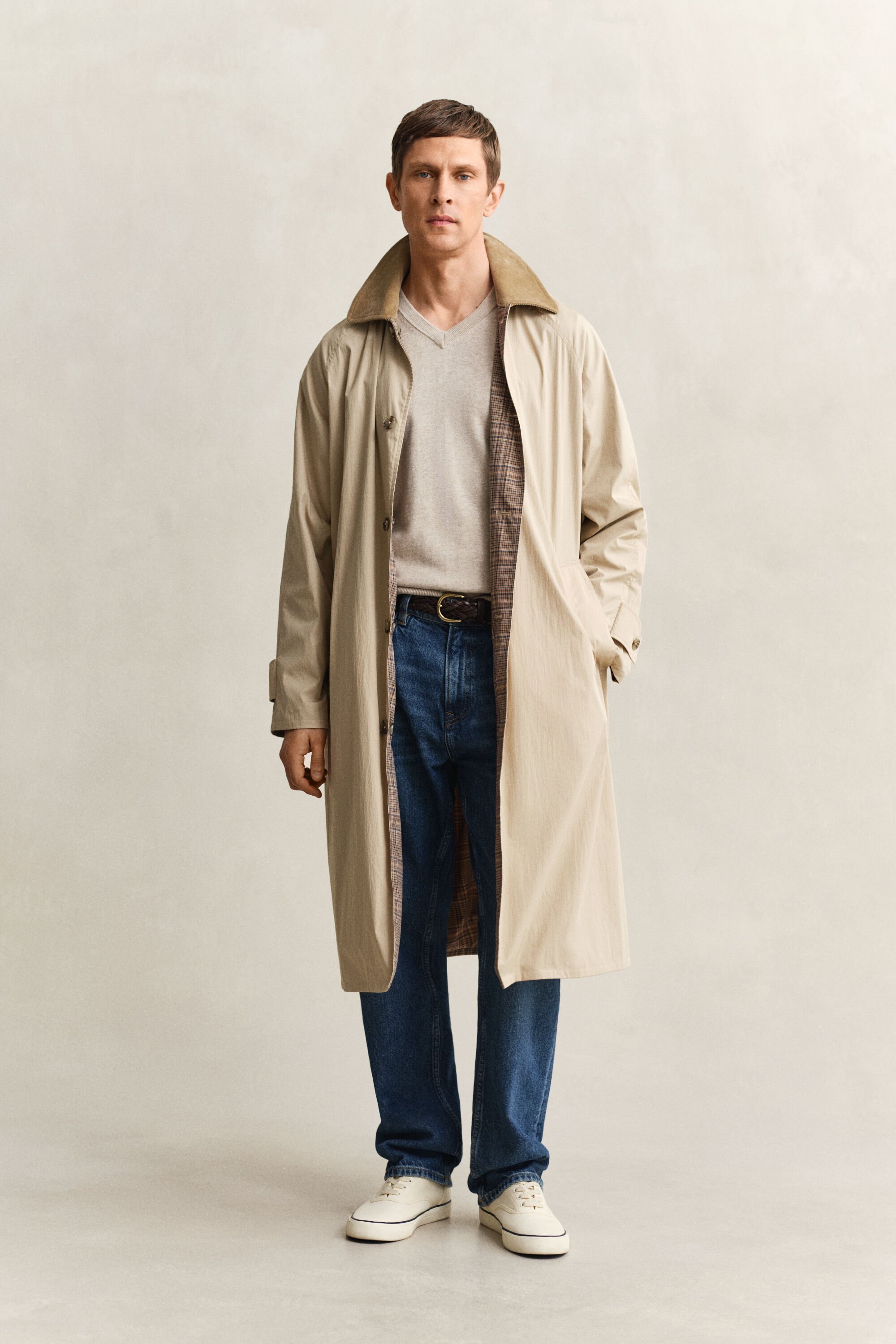 Klassieke sweater van katoen met V-hals