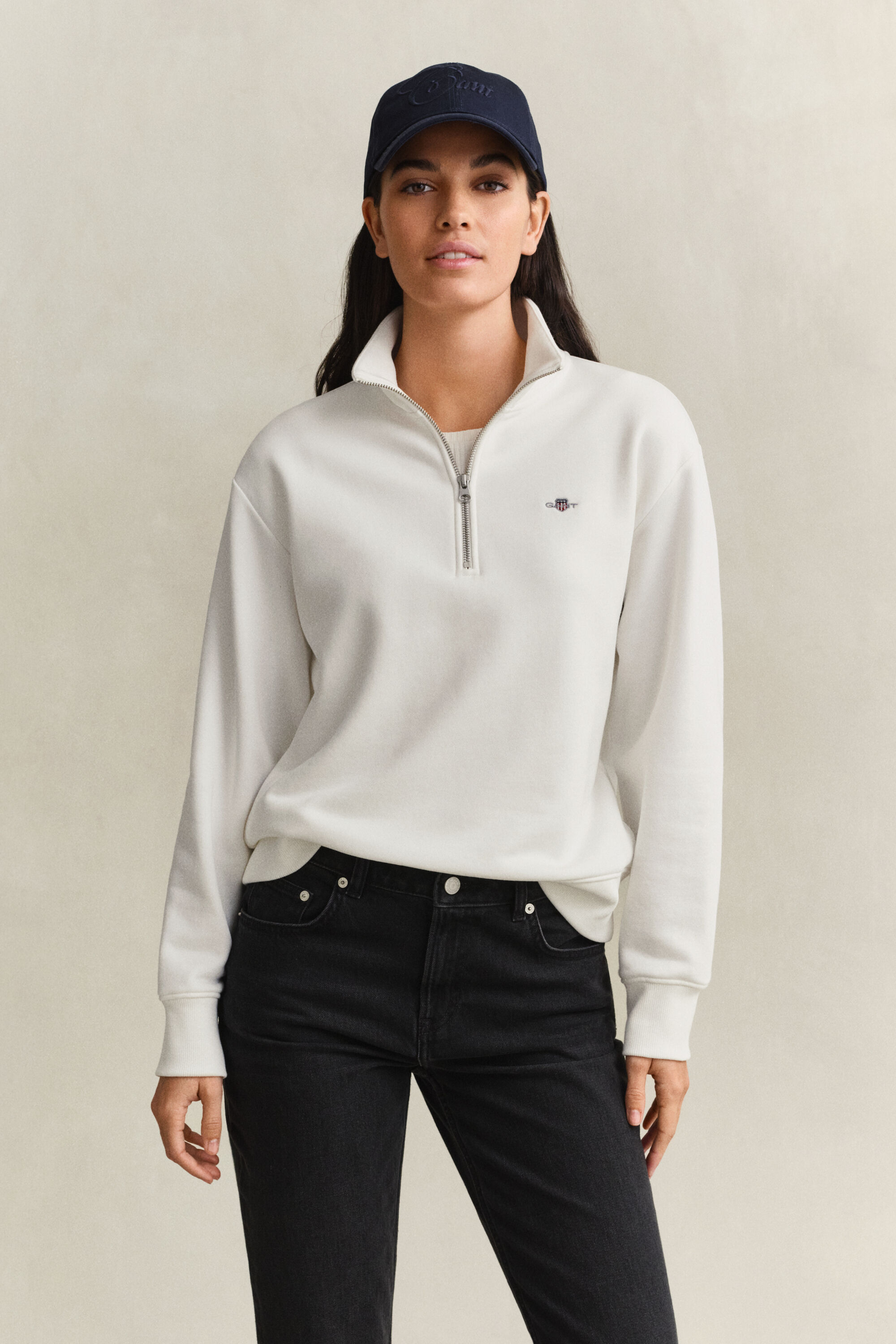 Shield sweatshirt met korte rits