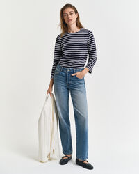 T-shirt met 3/4-mouwen en Bretonse streep