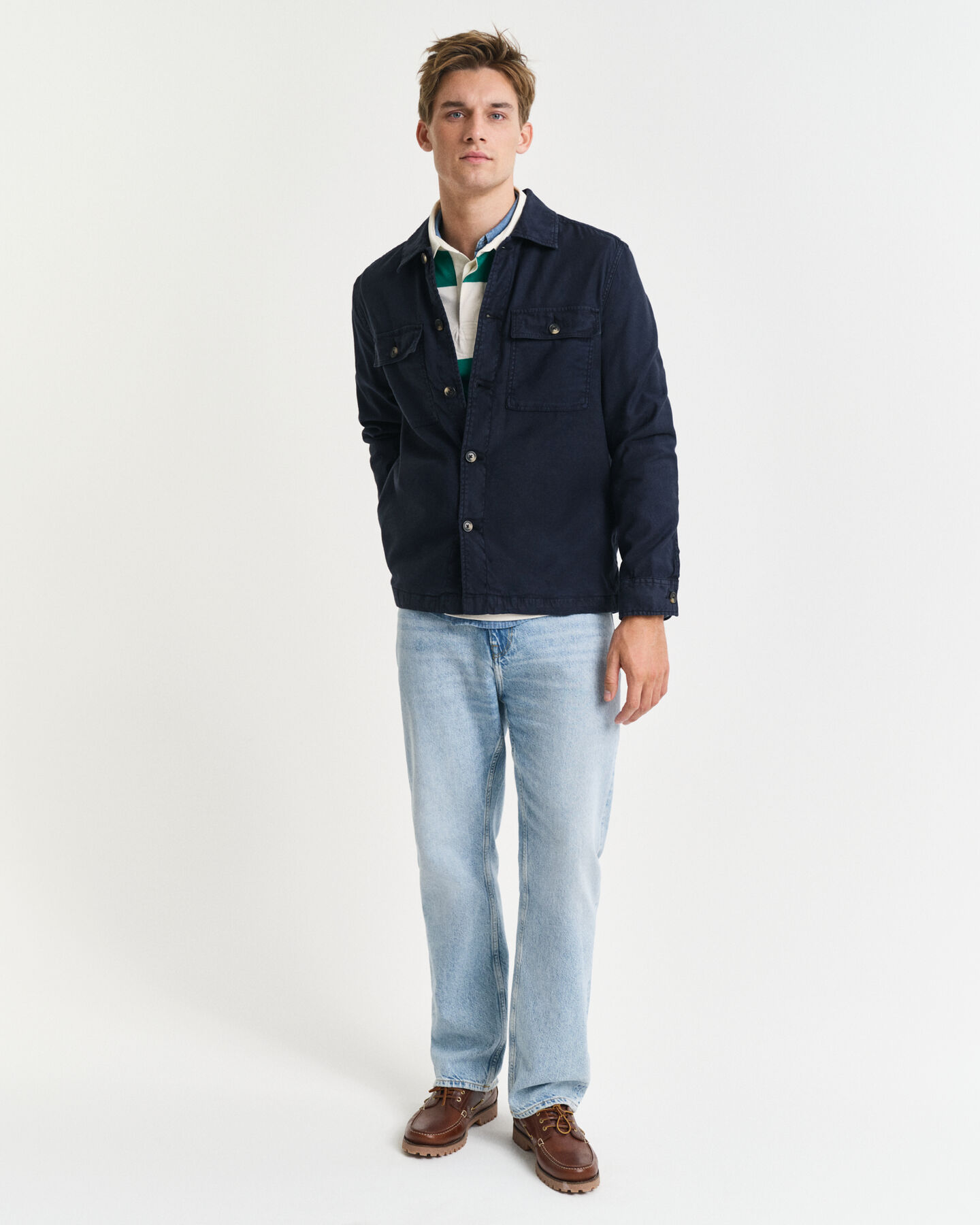 Regular Fit overshirt van katoen en linnen