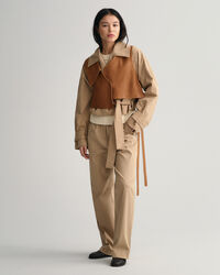 Leren bodywarmer met losse vorm