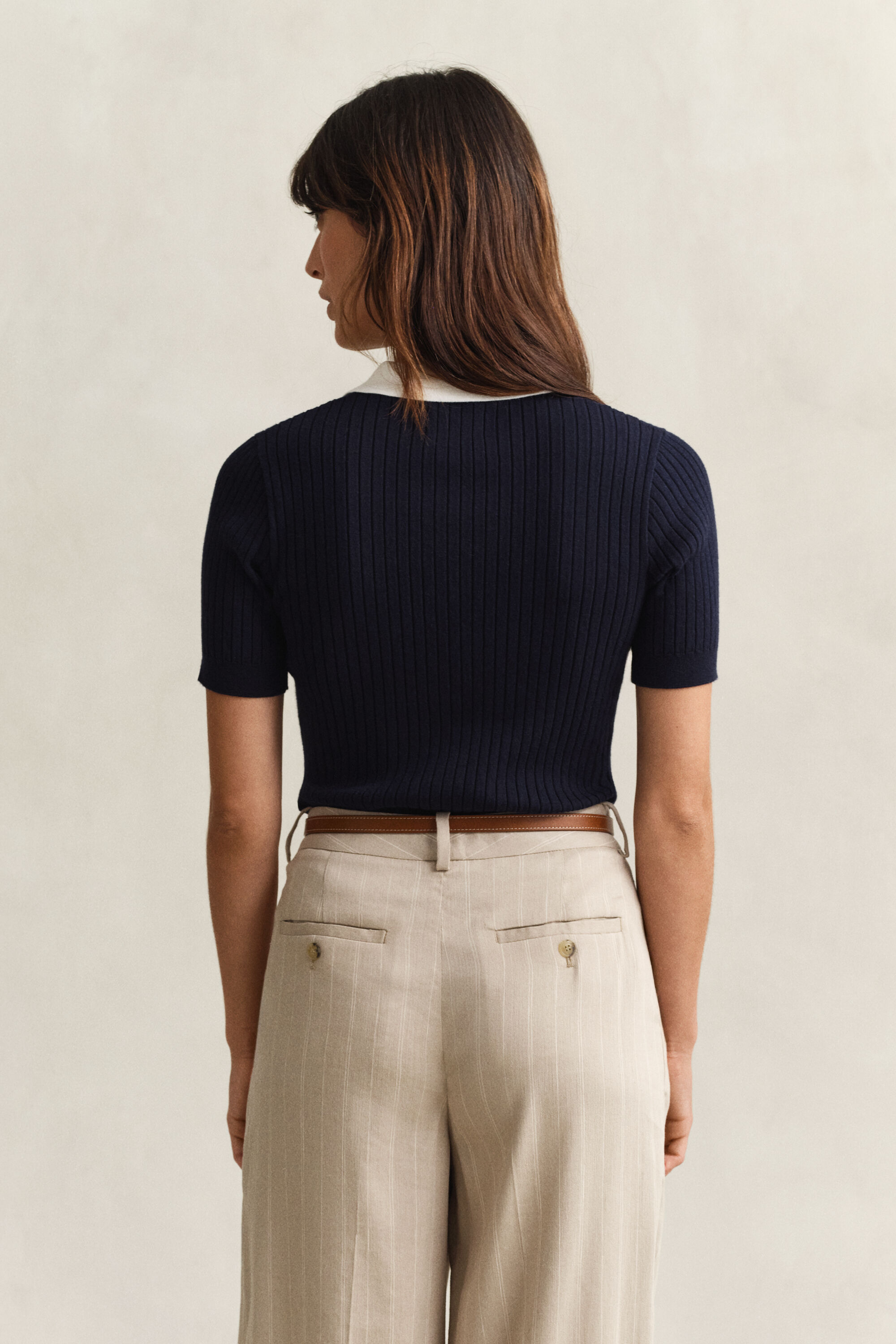 Rugger met korte mouwen en ribboorden