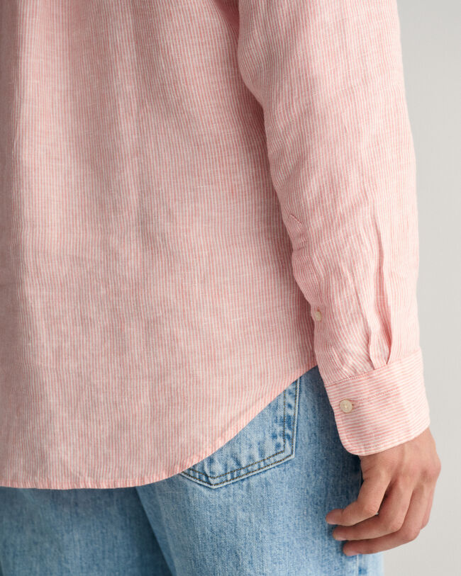 Regular Fit gestreept linnen overhemd