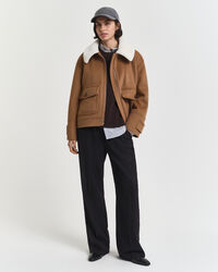 Lamswollen kabeltrui met ronde hals