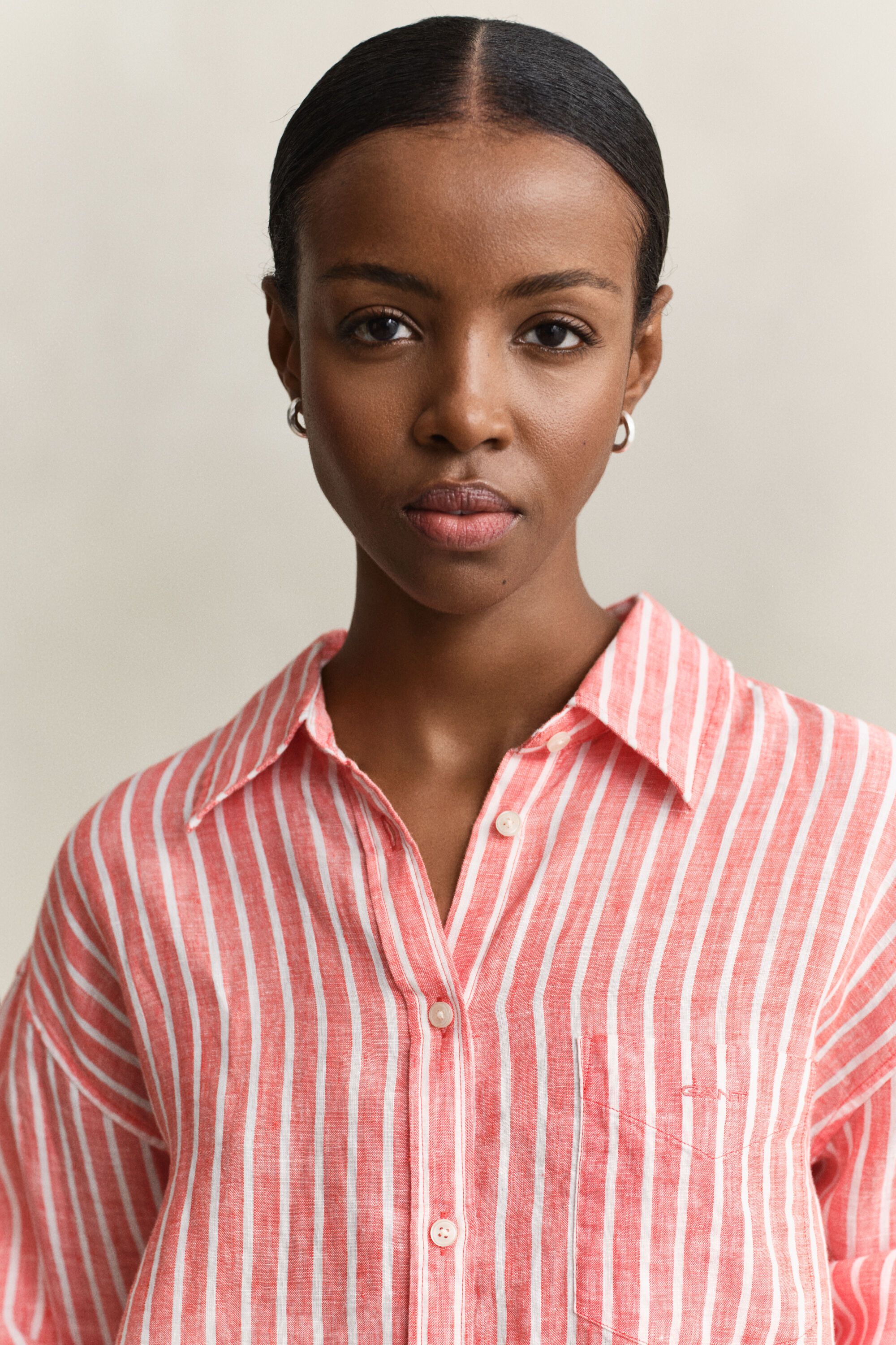 Relaxed Fit linnen overoverhemd met strepen