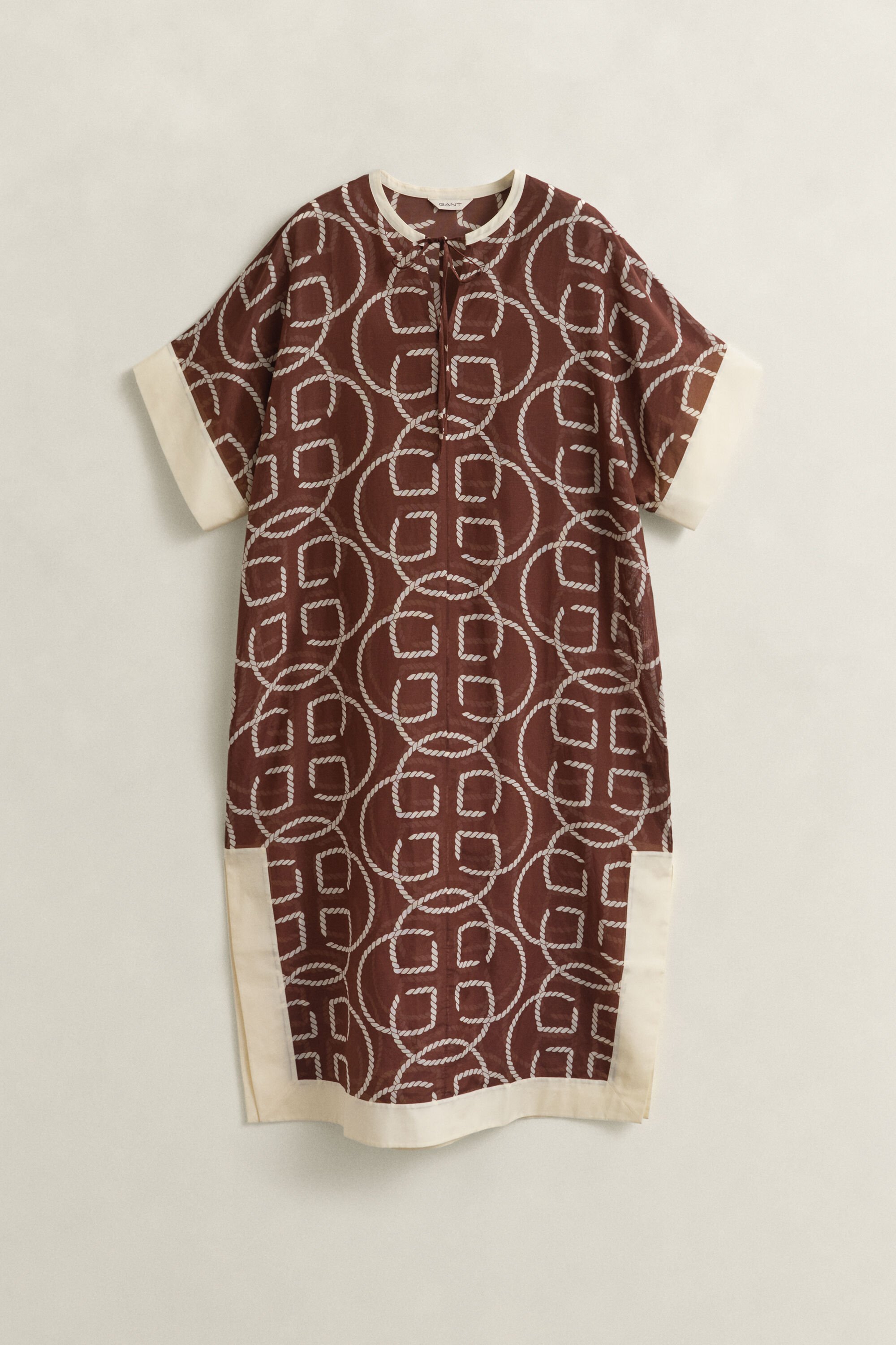 Kaftan van katoenzijde met monogram