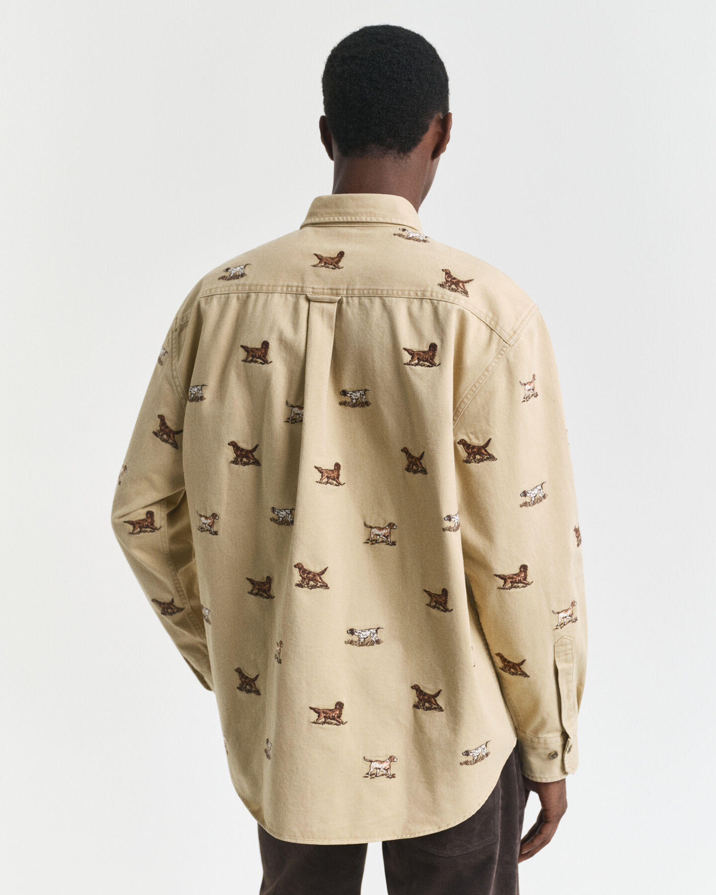 Relaxed Fit geborduurd overhemd van keperstof