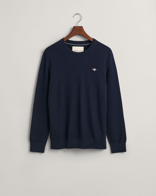 Structured trui met ronde hals van katoen