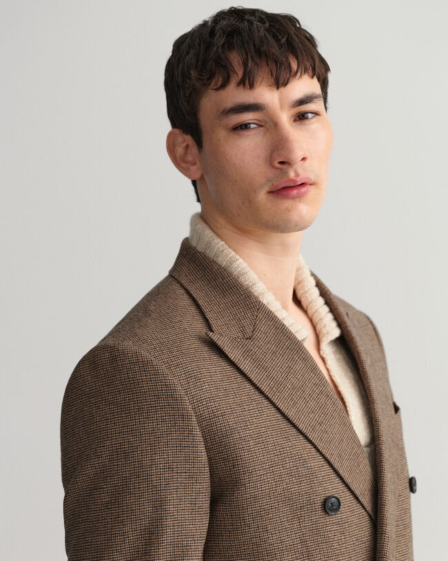 Kostuumblazer met pied-de-poulemotief