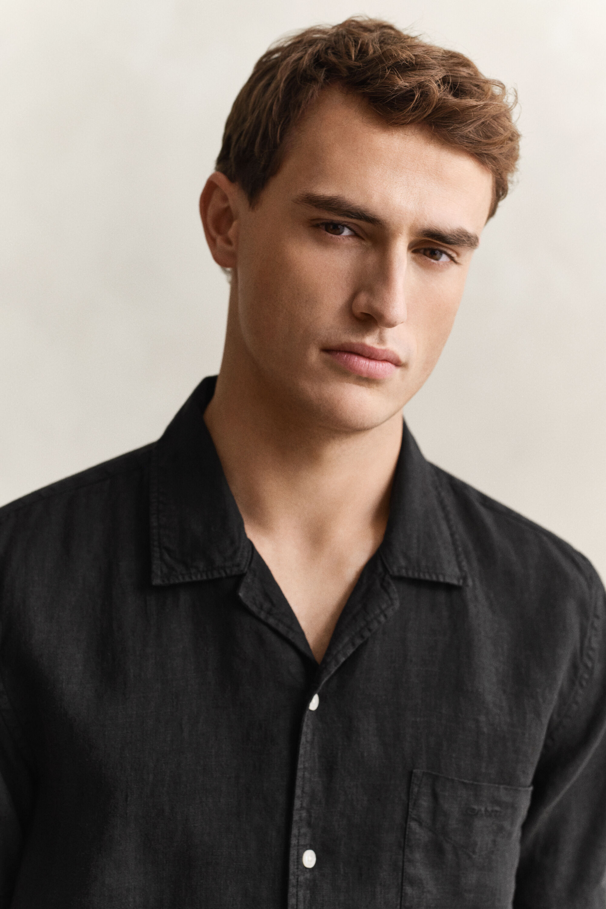 Linnen overoverhemd met korte mouwen