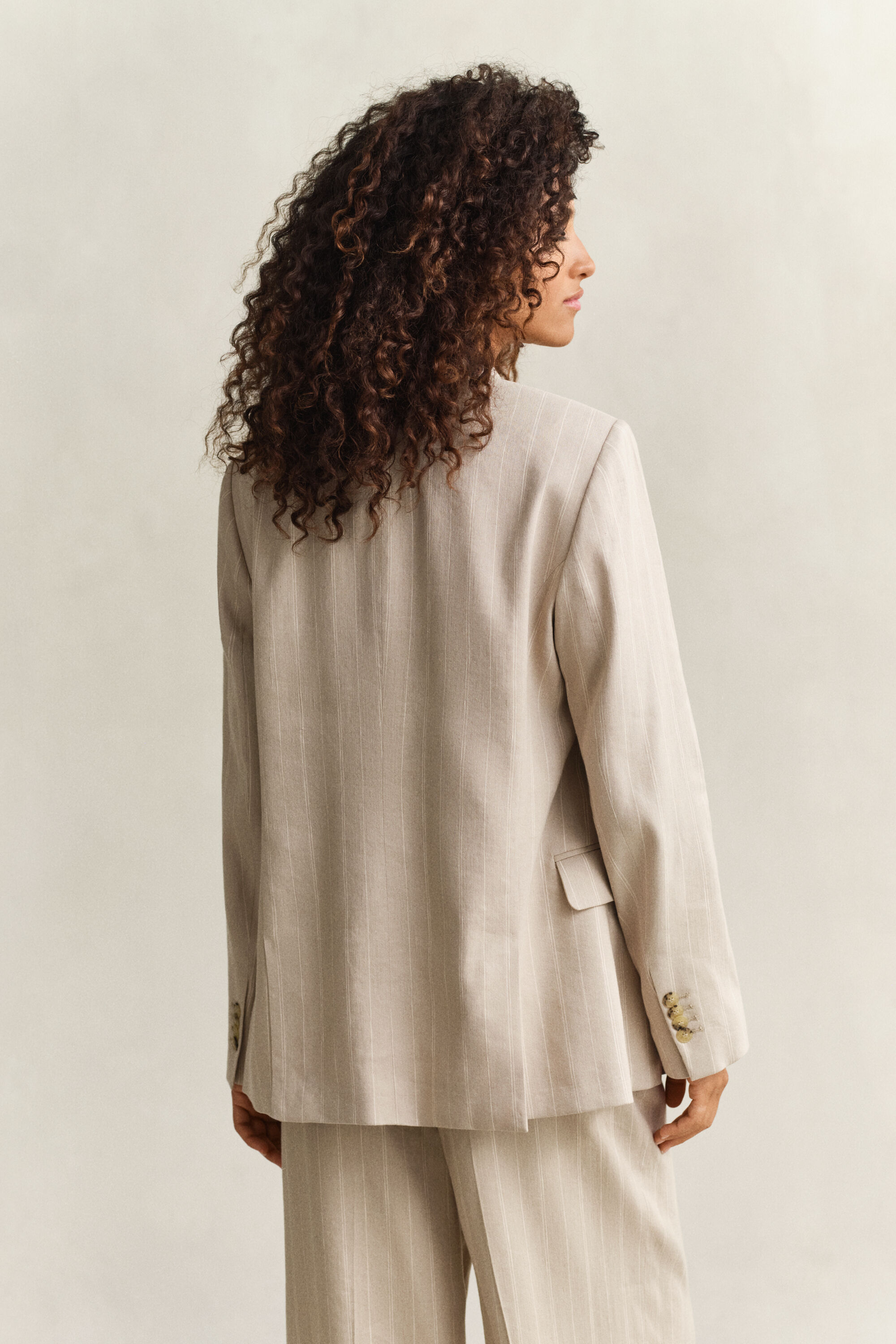 Krijtstreepblazer van linnenmix