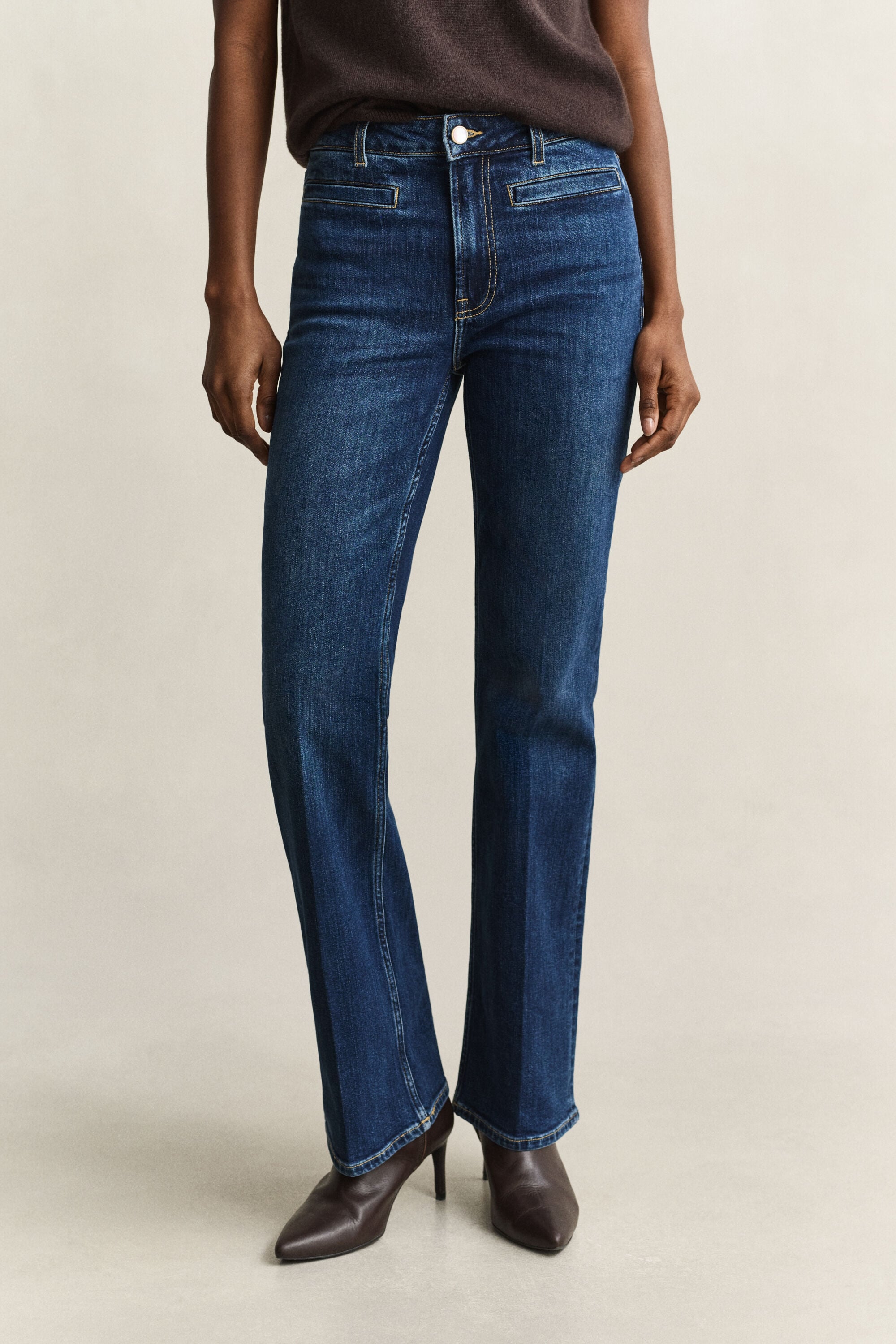 Monogram jeans met wijduitlopende pijpen