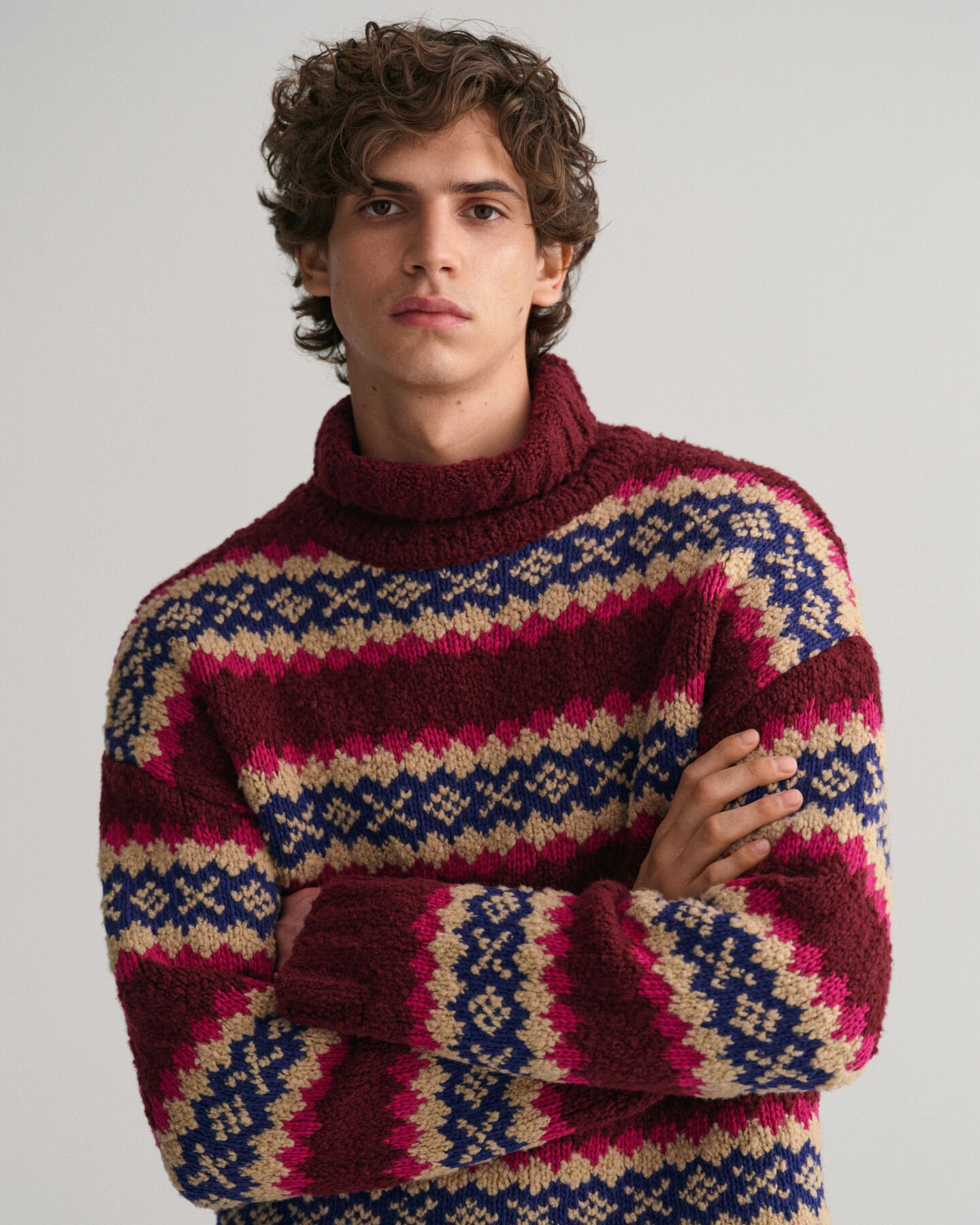 Fair Isle trui met trechterhals
