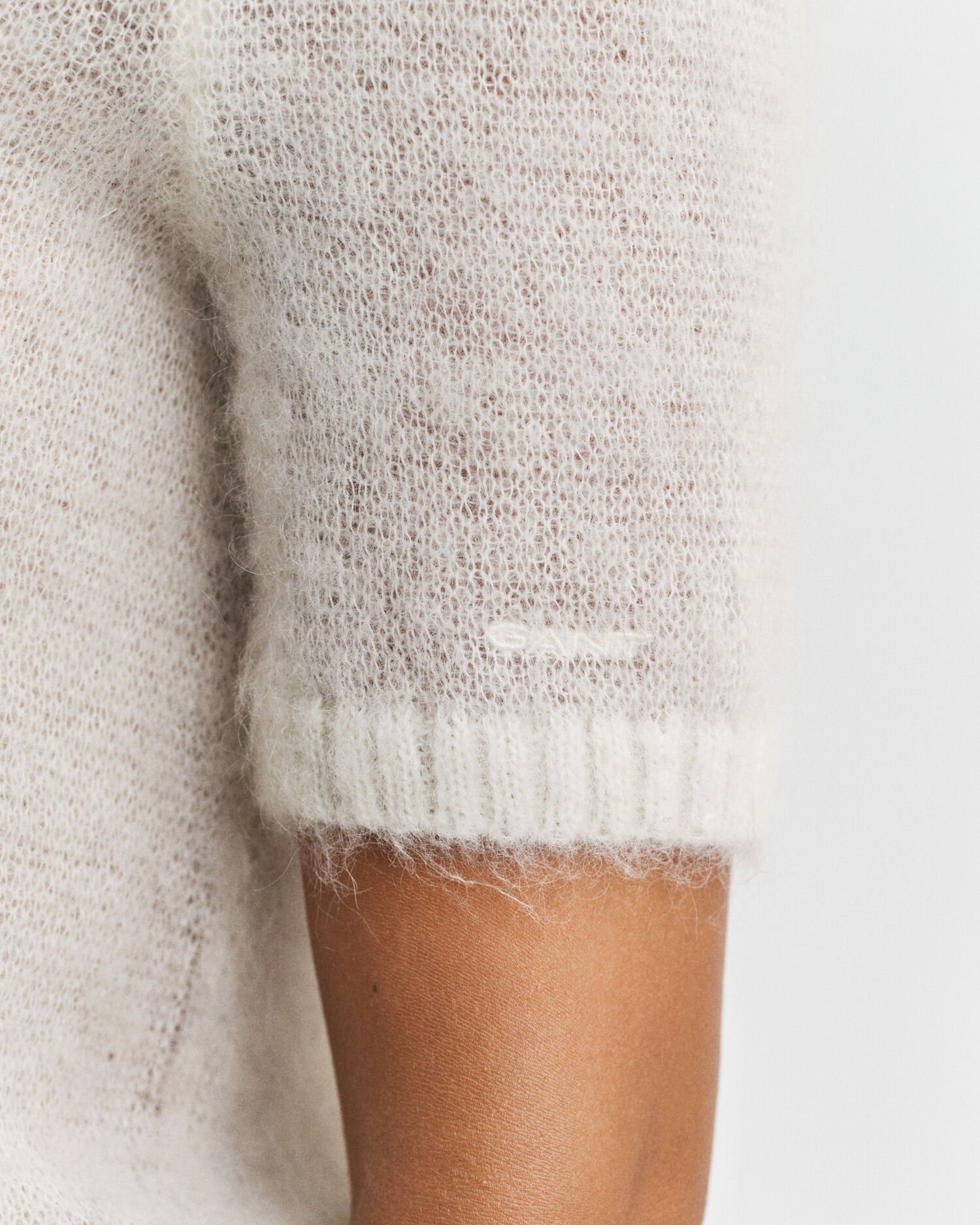 Trui van mohairmix met ronde hals en korte mouwen